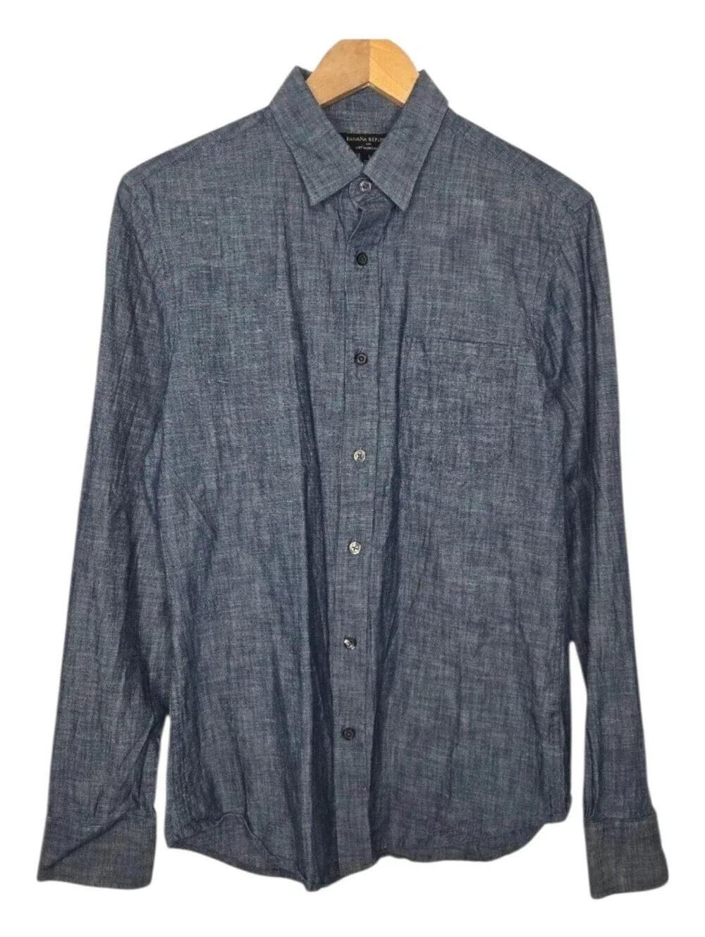 Banana Republic Mens Blue Soft Wash Slim Fit Chambray Button Up Shirt Small